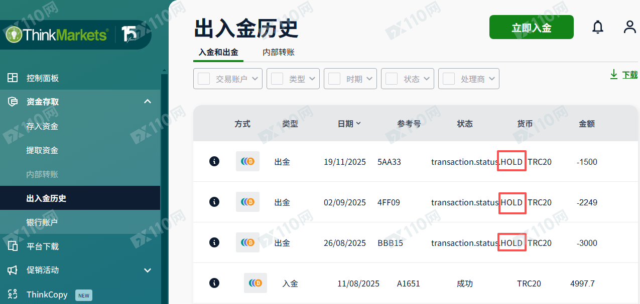 ThinkMarkets无故拒绝出金,本金也不给(1) ThinkMarkets无故拒绝出金,本金也不给(1)