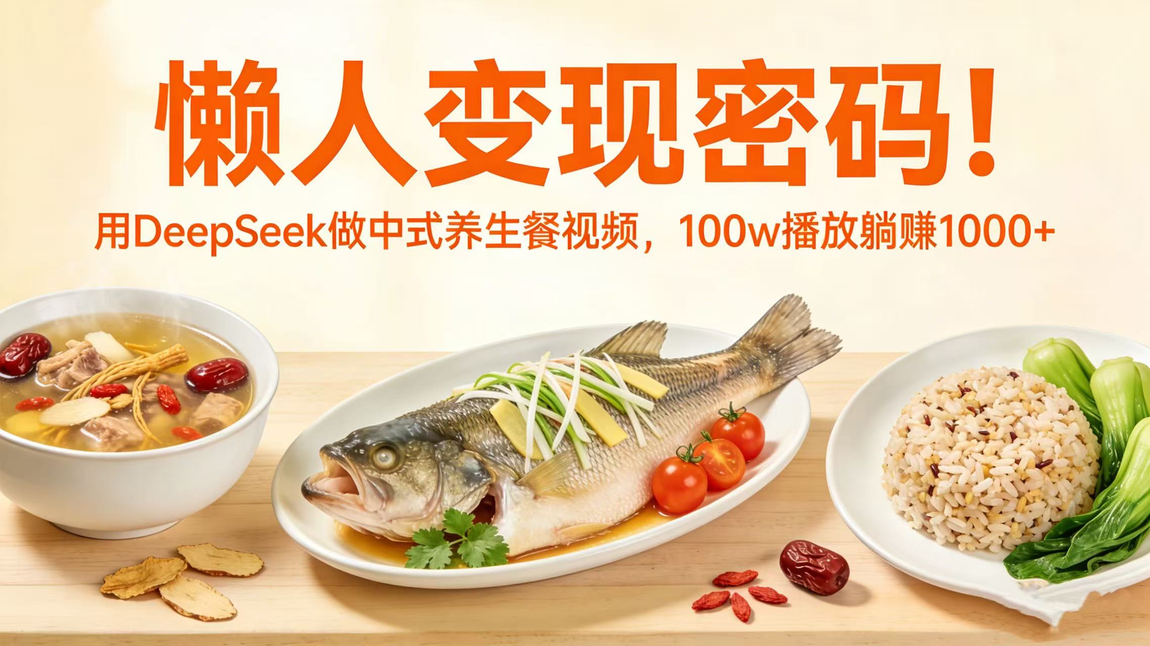 懒人变现密码！用 DeepSeek 做中式养生餐视频，100w 播放躺赚 1000+(1)