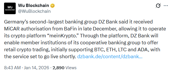 DZ BANK 加密货币交易：获得德国 MiCAR 批准(2)
